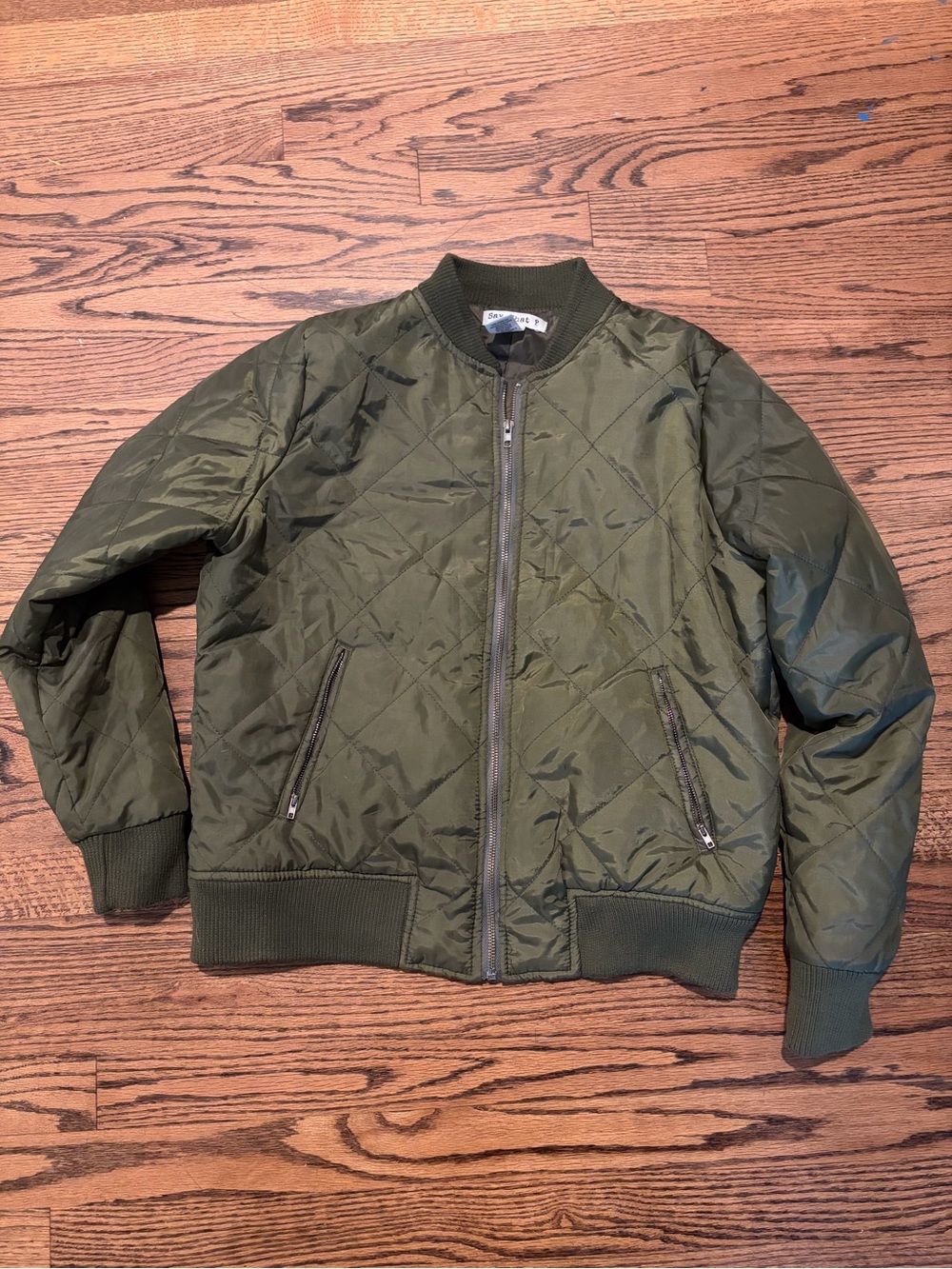 Say What? Olive Green Quilted Bomber Jacket